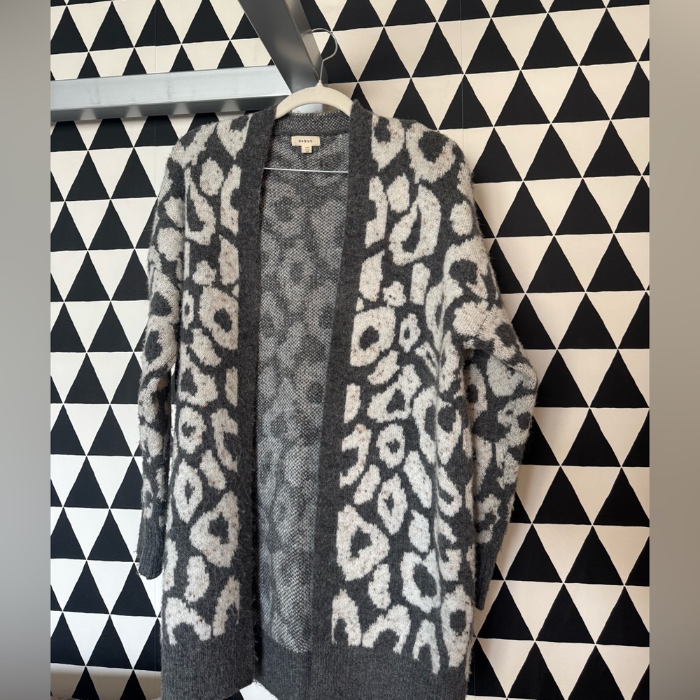 Charcoal and Cream Leopard Cardigan